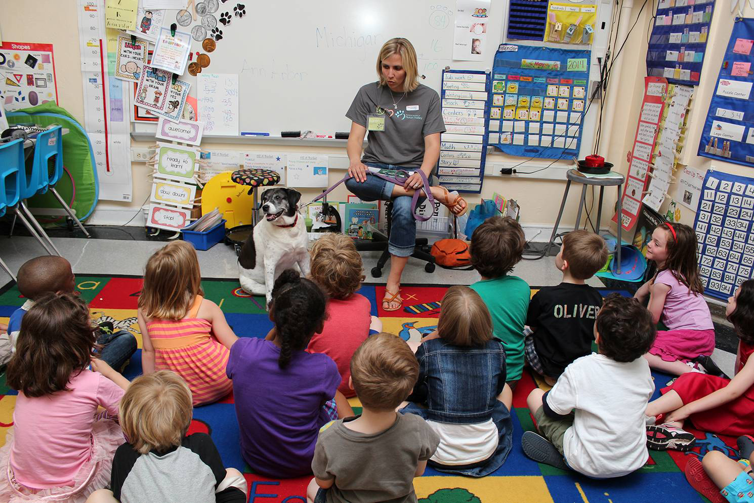 humane educator teaching a class full of students