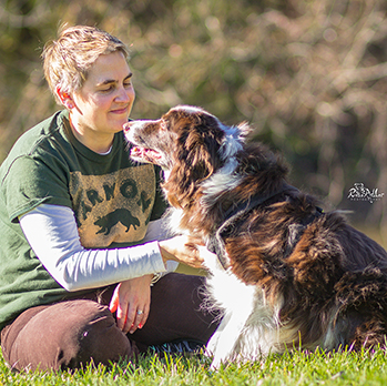 Angela Schmorrow, dog trainer with a dog