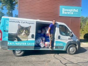white van by bountiful bowls building