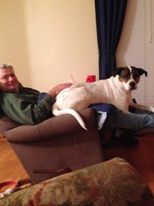 Kali loves to cuddle and chase rabbits in our yard